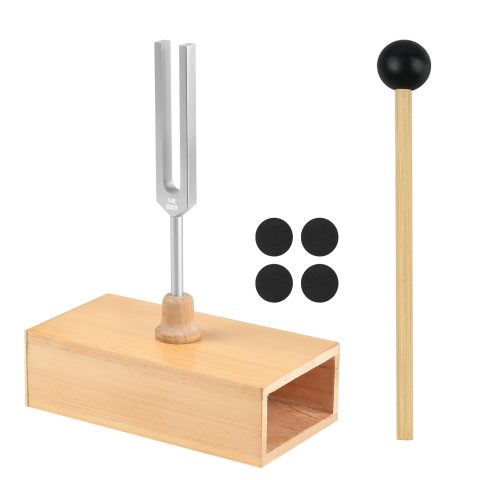 GOGHOST 528 Hz Tuning Fork Set with Wooden Resonator Box and Silicone Hammer, Chakra Tuning Forks for Sound Healing Therapy, DNA Repair, Stress Relief, and Aluminum Alloy Music Instrument