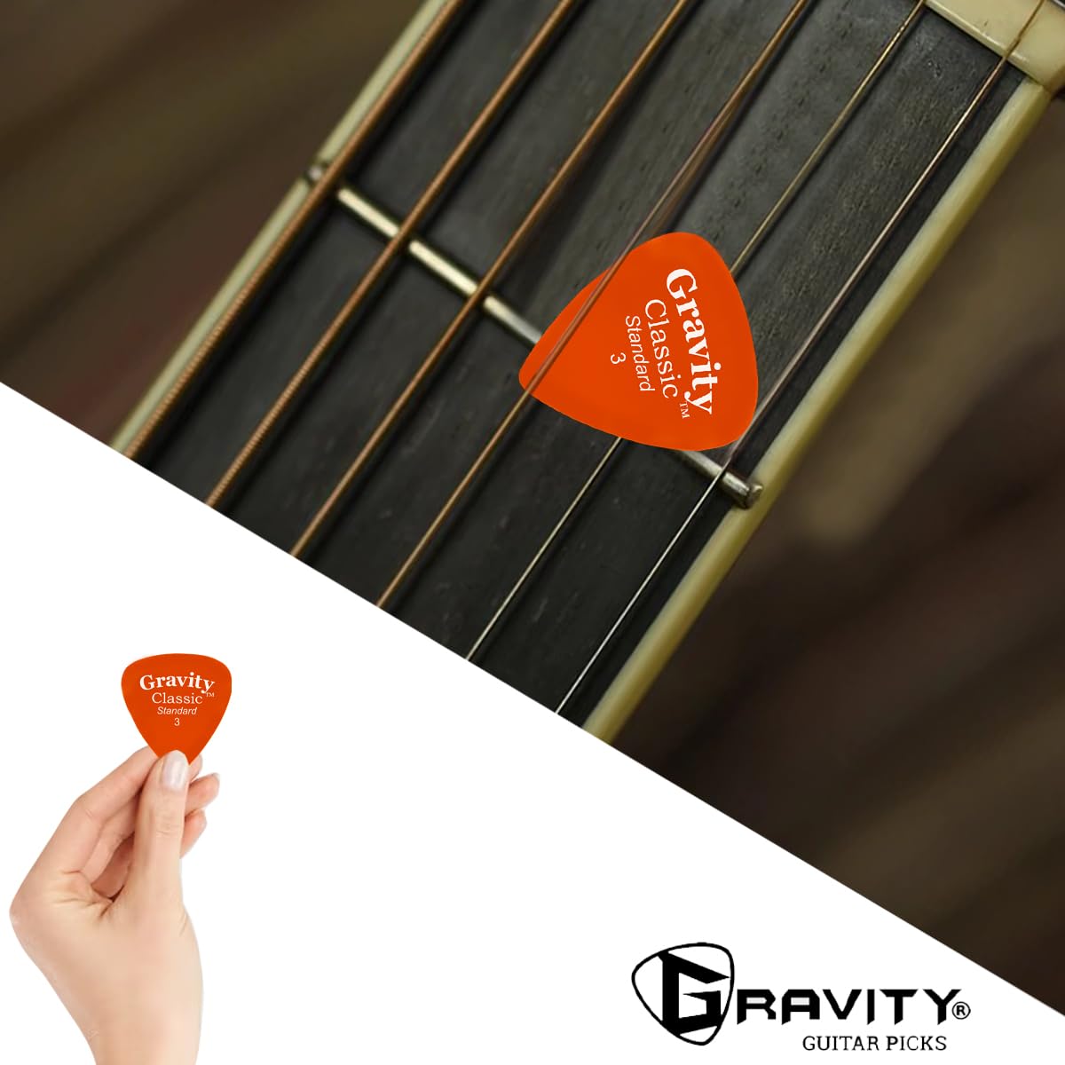 Gravity Picks Classic Guitar Pick – 3.0mm Orange – Polished