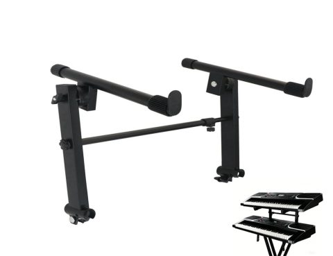 LyySangshuo 2 Tier Keyboard stand extension Electric Digital Piano Stand keyboard stand tier Adjustable piano stand for Stacking Keyboards, Electric Pianos, Synths, and Organs , Adjustable, Nonslip Arms and Feet Metal Black