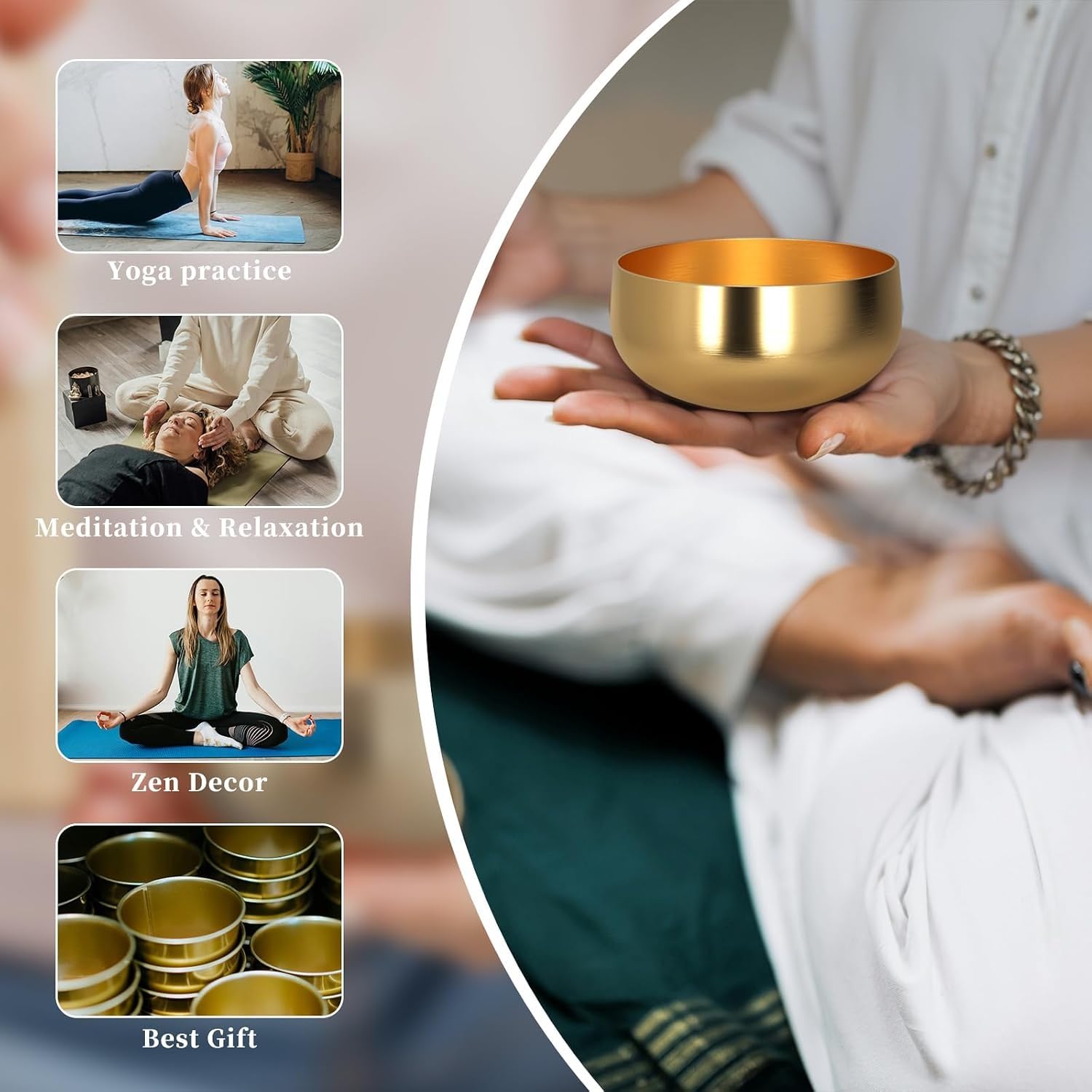 Tibetan Singing Bowl, 4-Inch Sound Bowl Meditation Set