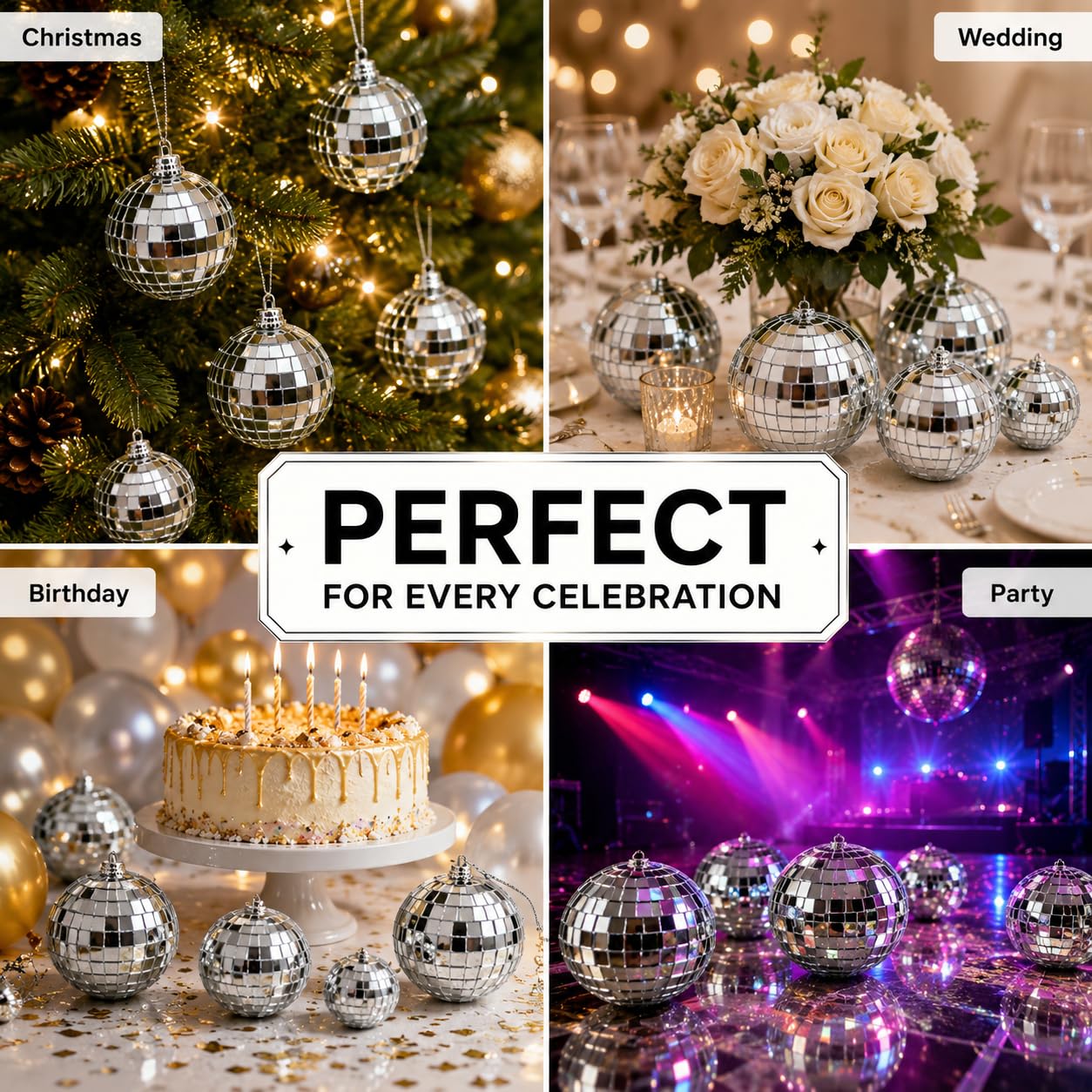 Youdepot 40-Pack 2-Inch Silver Mirror Disco Ball Ornaments