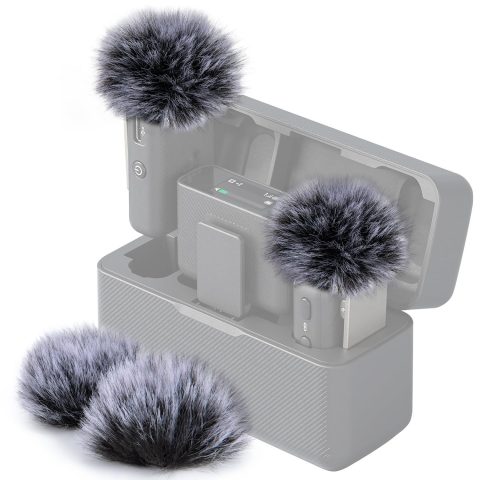 SUNMON DJI Mic Windscreen Furry Foam – DJI Wireless Mic Outdoor Microphone Cover Muff Pop Filter Noise Reduction, Mic Covers for DJI Microphone Wireless(4 PC)