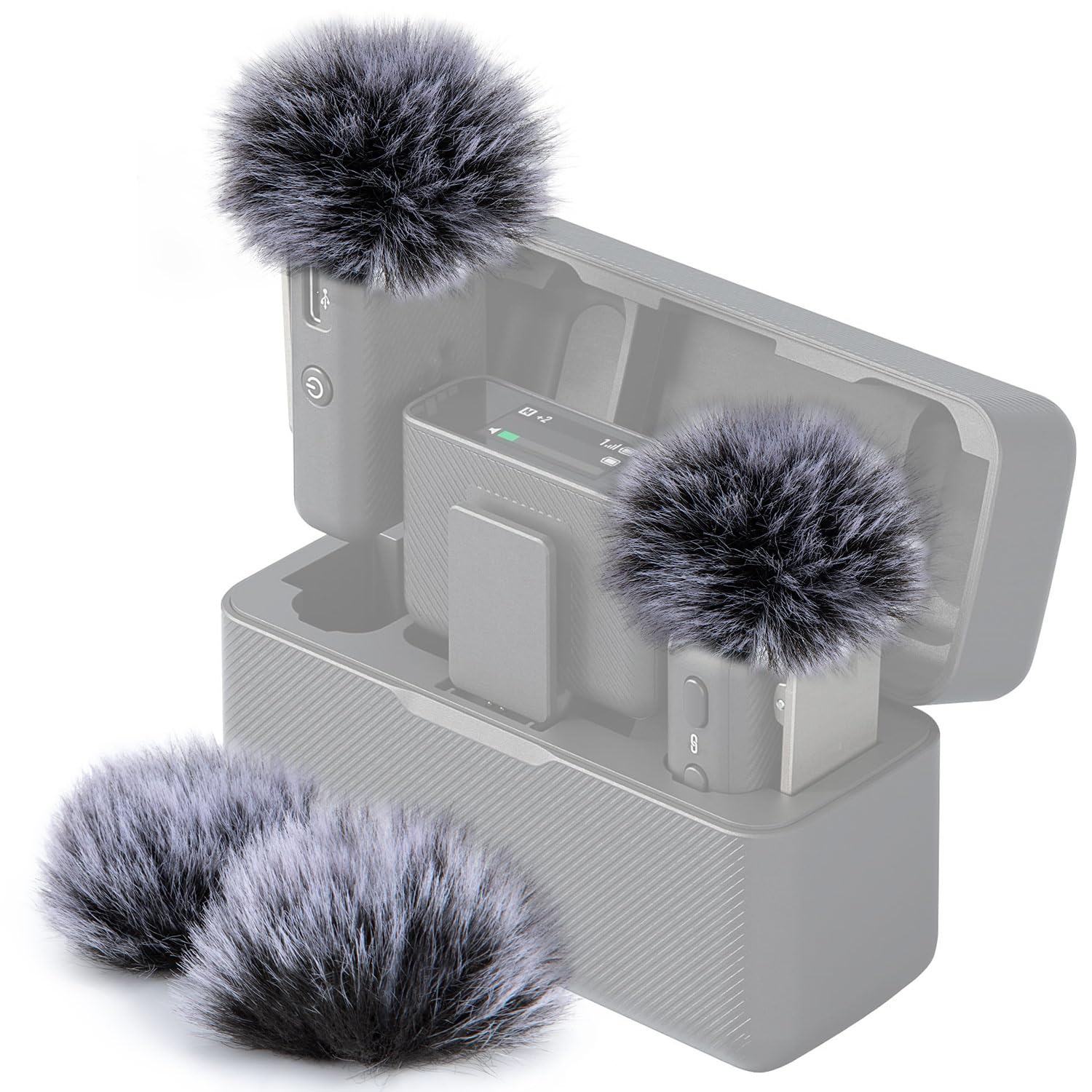 SUNMON DJI Mic Windscreen Furry Foam – DJI Wireless Mic Outdoor Microphone Cover Muff Pop Filter Noise Reduction, Mic Covers for DJI Microphone Wireless(4 PC)