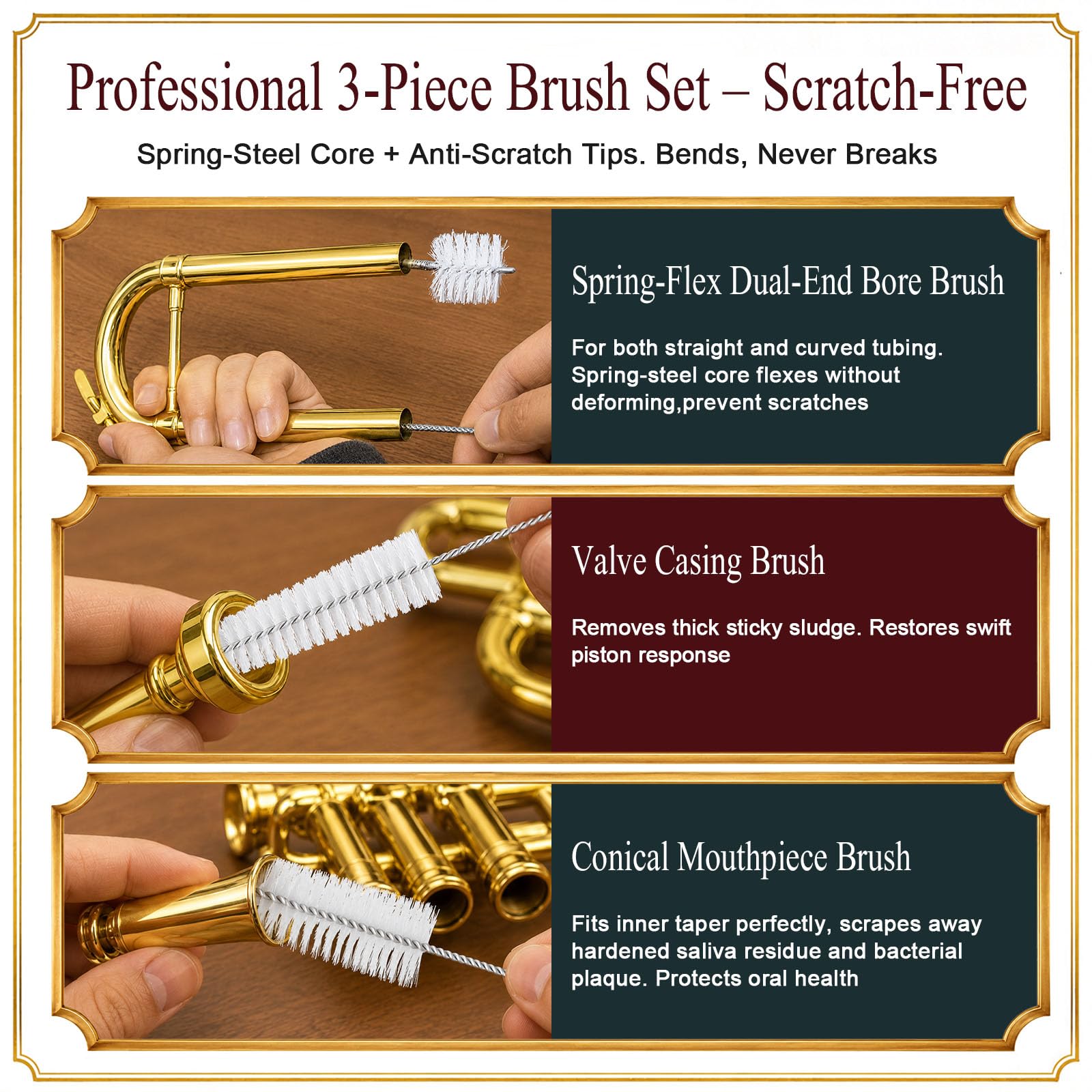 DINGSEN Trumpet Cleaning Kit – Complete Care with Oil, Grease & Brushes