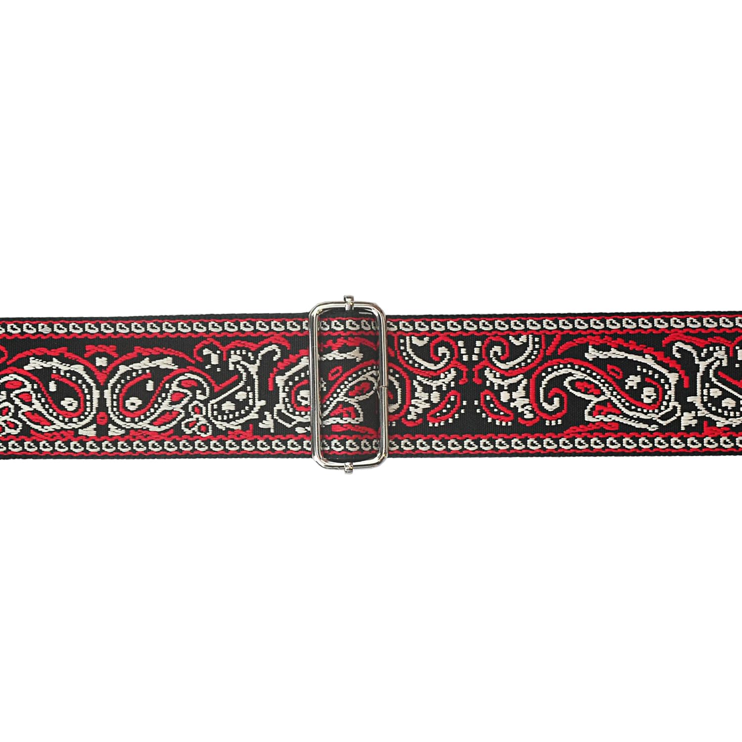 Farcaya Guitar Strap Jacquard Weave Embroider Adjustable Shoulder Strap with 2Strap Lock Button 3Picks Headstock Strap Tie (RED and Grey)