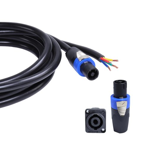 Rokkadaa 1-Pack 6 Feet 4 Conductor Speakon to Bare Cable, 12 Gauge, 4 Cords