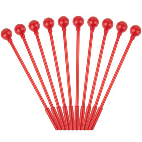 AUEAR, 10 Pack Plastic Bell Mallets Solid Drum Percussion Sticks Hammer for Chime Xylophone 7.87 Inch Long Red
