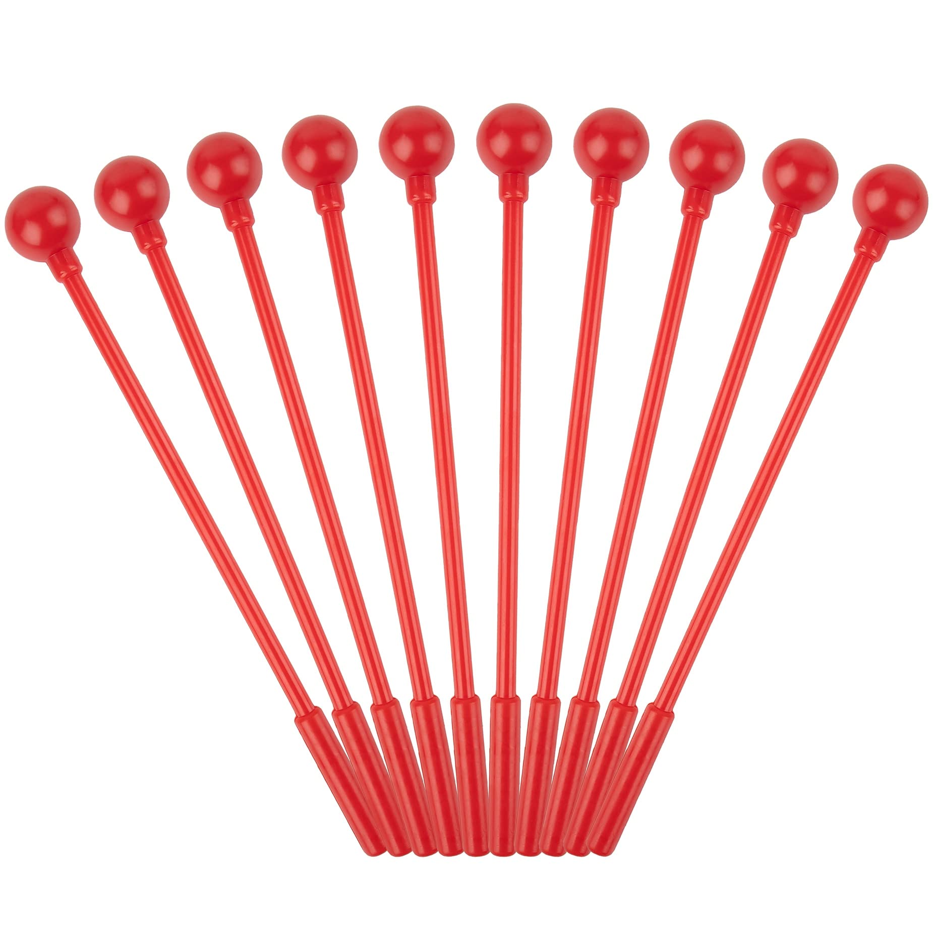 AUEAR, 10 Pack Plastic Bell Mallets Solid Drum Percussion Sticks Hammer for Chime Xylophone 7.87 Inch Long Red