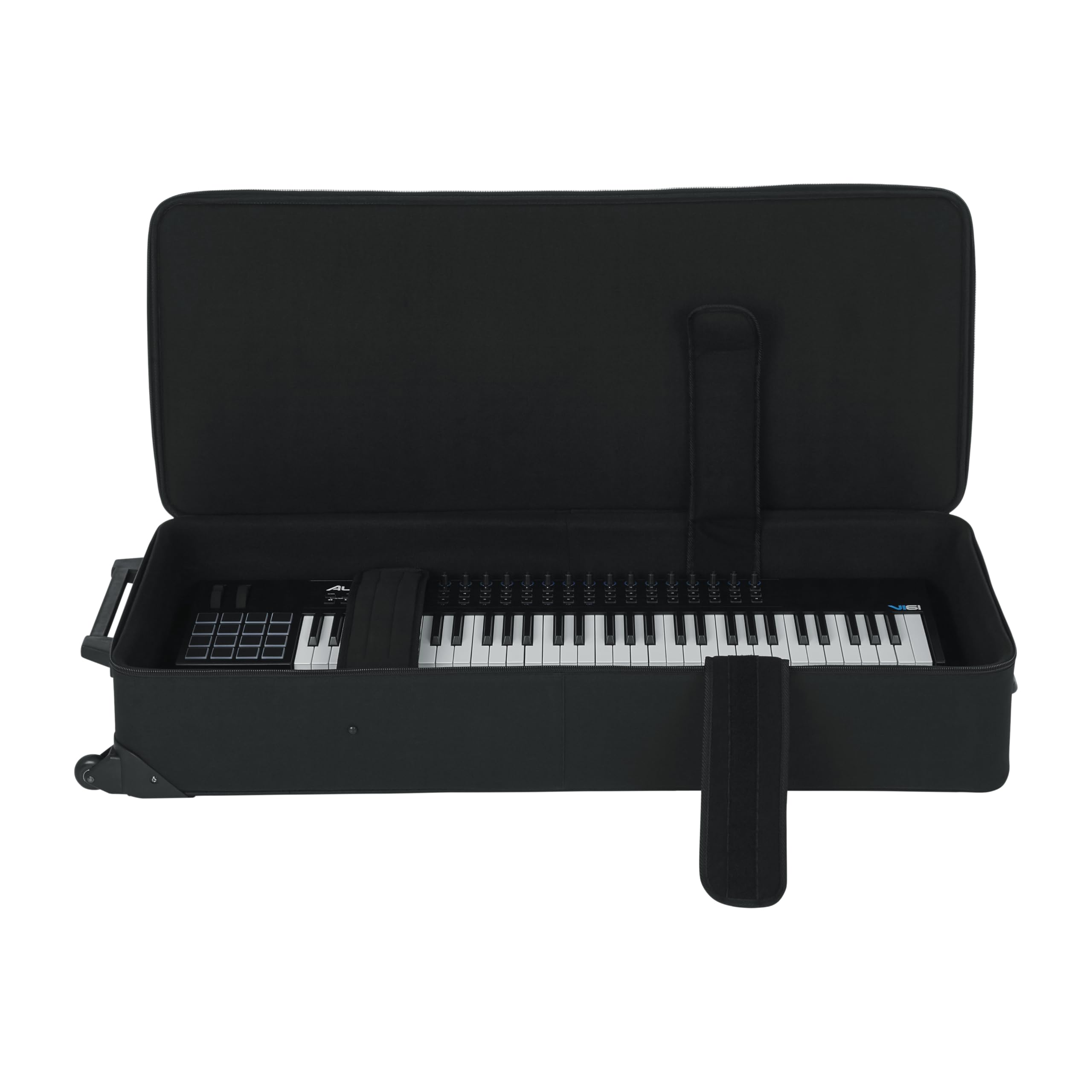 Gator Cases Lightweight Keyboard Case with Pull Handle and Wheels, Fits Standard 61 Note Keyboards and Electric Pianos (GK-61)