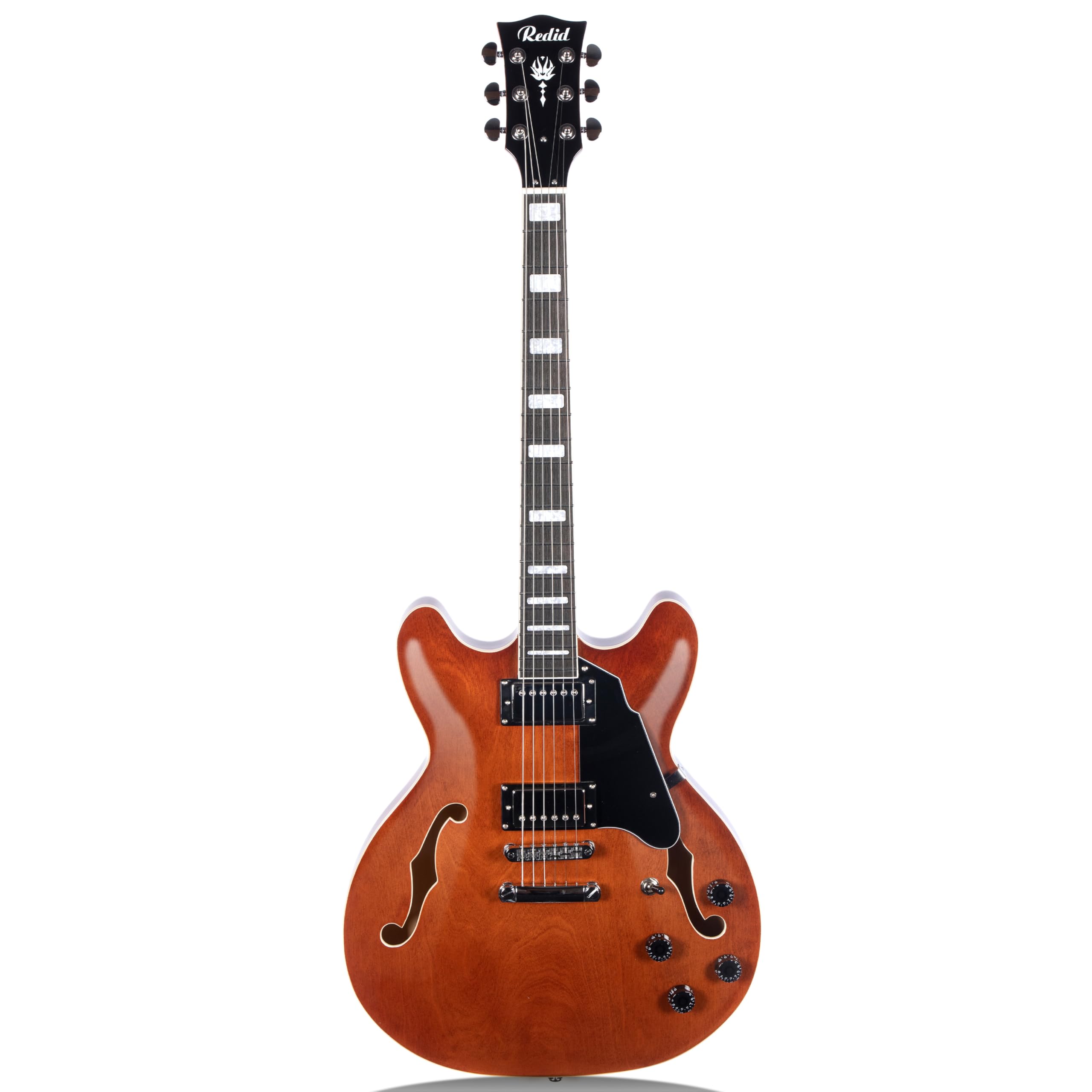 Redid Semi-Hollow Body Electric Guitar RD-100 Jazz Guitar with F-Hole,Maple neck,humbucker Pickups(Brown)