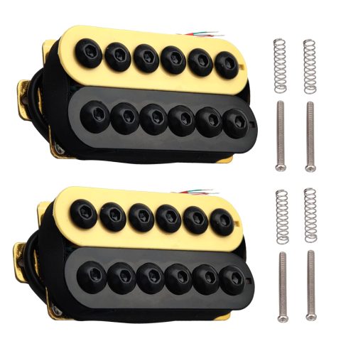 SAPHUE Adjustable Metal Double Coil Electric Guitar Pickups Humbucker Punk Neck/Bridge Pickup (Ivory&Black)