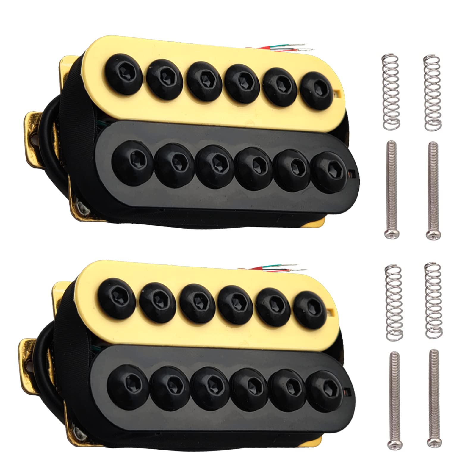 SAPHUE Adjustable Metal Double Coil Electric Guitar Pickups Humbucker Punk Neck/Bridge Pickup (Ivory&Black)