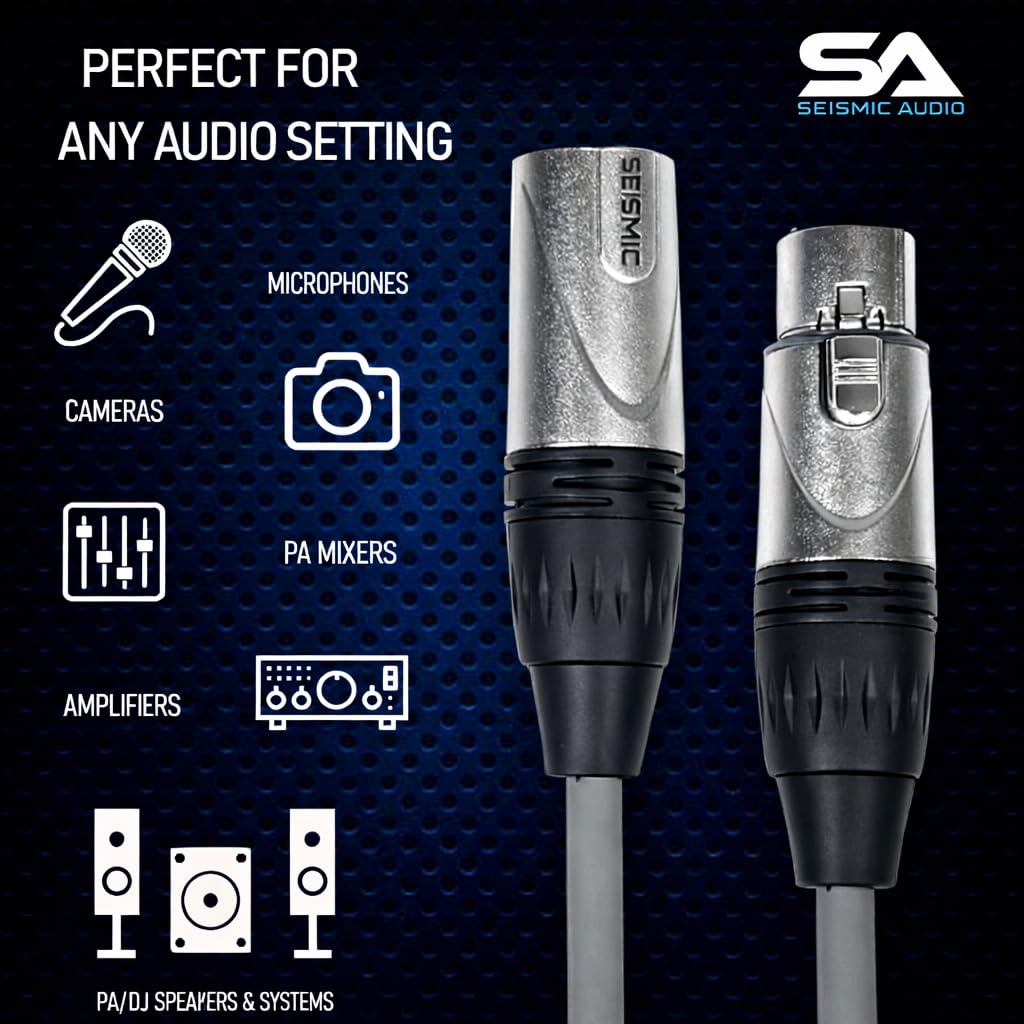 Seismic Audio SAXLX-2-6 Pack of 2 Feet Multiple Color XLR Male to XLR Female Patch Cables, Balanced Cords
