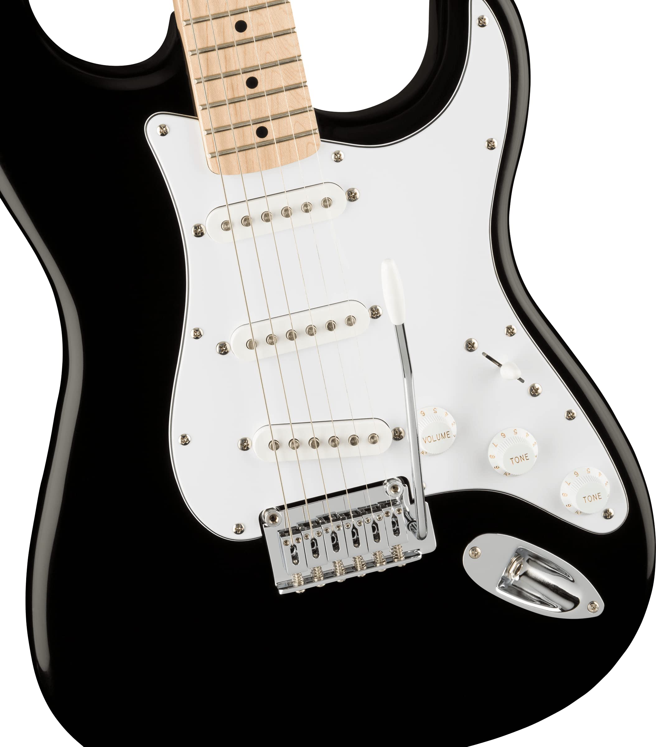 Fender 0378002506 Squier Affinity Series Stratocaster Electric Guitar, with 2-Year Warranty, Black, Maple Fingerboard