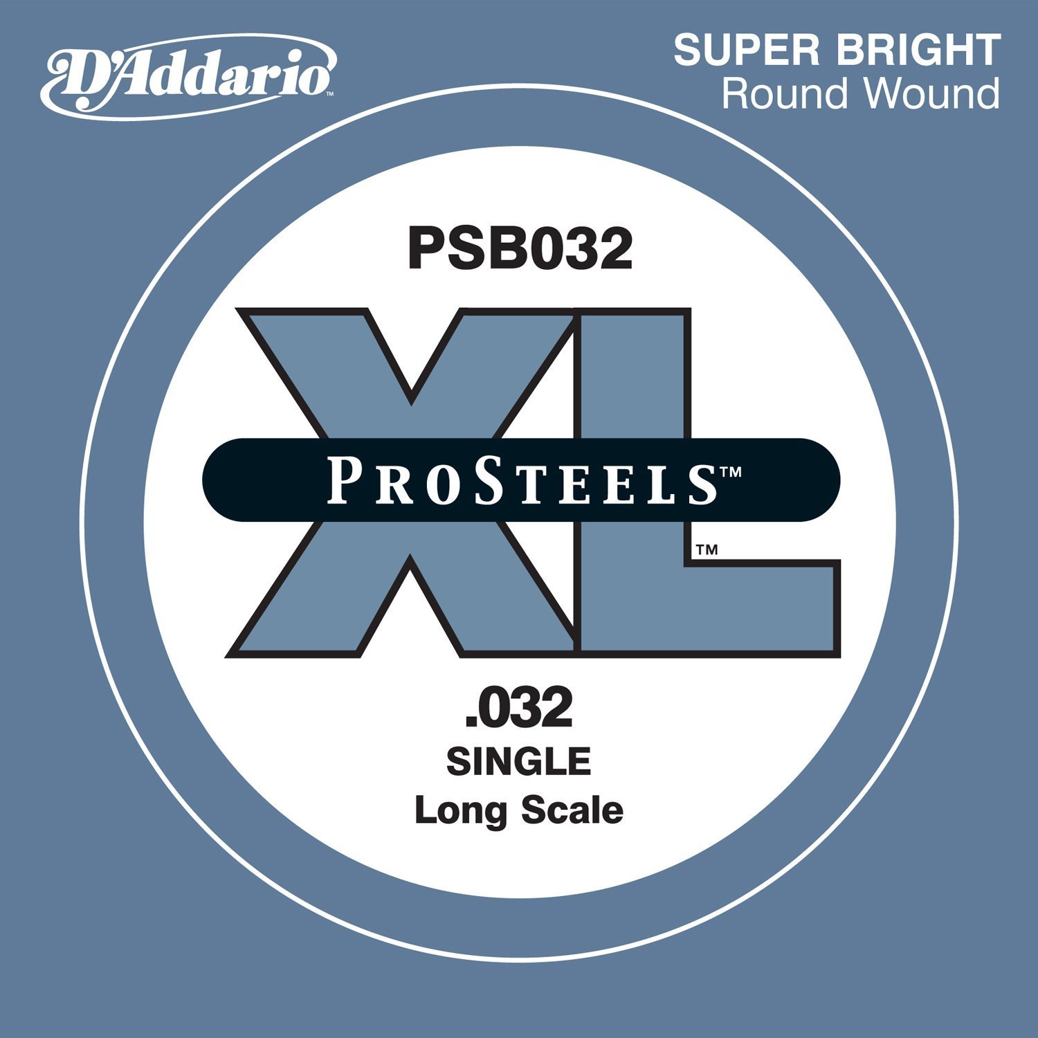 D’Addario PSB032 ProSteels Bass Guitar Single String, Long Scale, .032