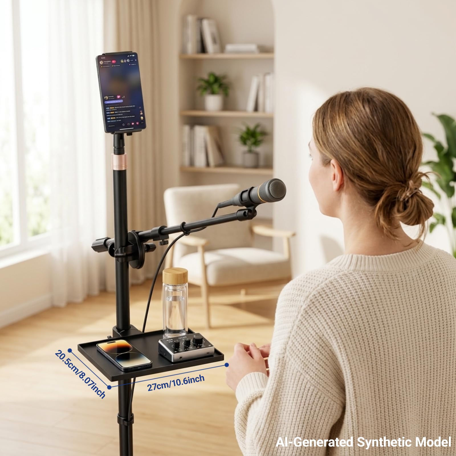 BILIONE Boom Mic Stand Floor for Singing, Podcast, Studio, Live Streaming
