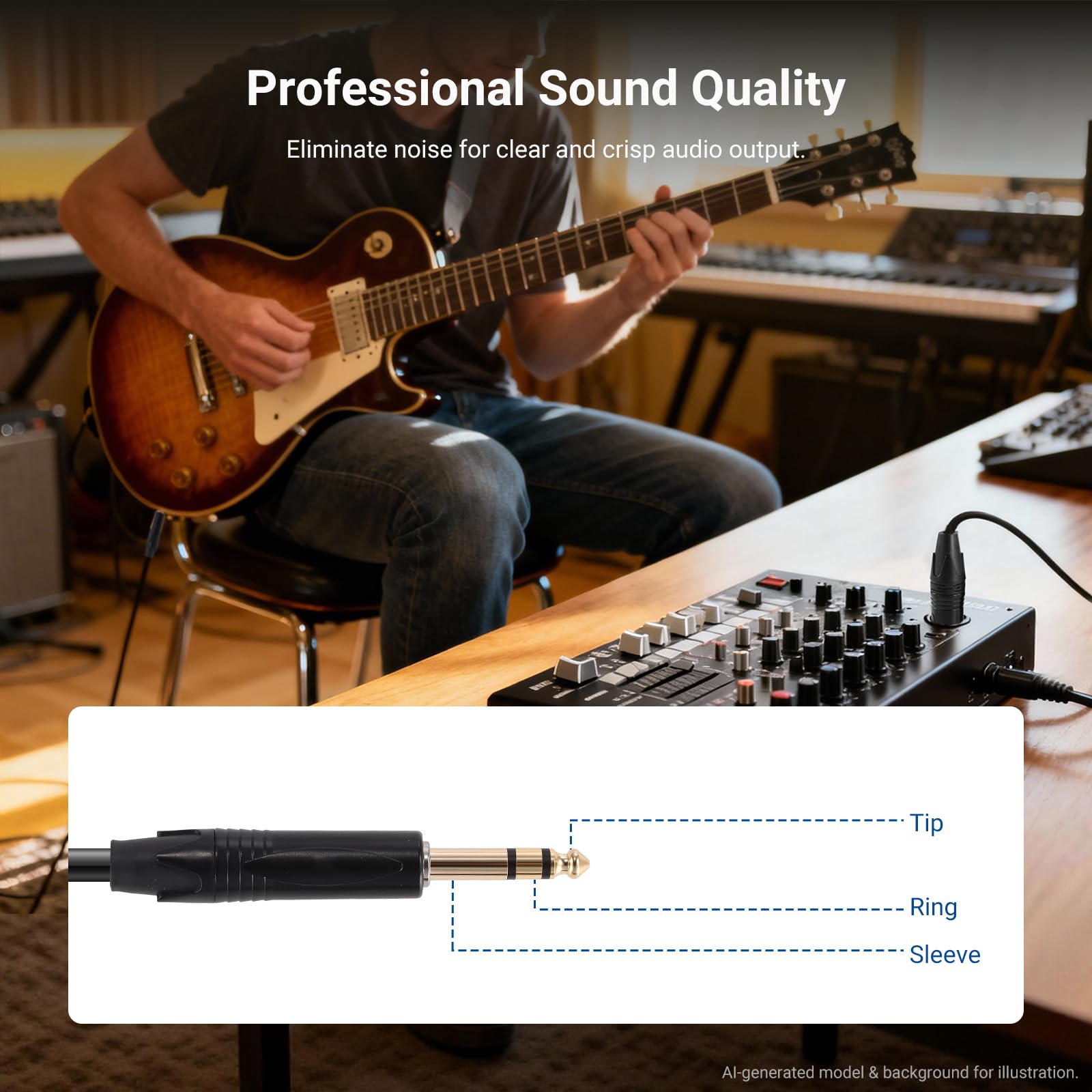 NEEWER 6.35mm 1/4 TRS to XLR Male Cable, 3 ft Quarter Inch to 3 Pin XLR Balanced Signal Interconnect Patch Cord Adapter Connector for Microphone Amplifier Mixer Powered Speaker Guitar Tuner, MS026