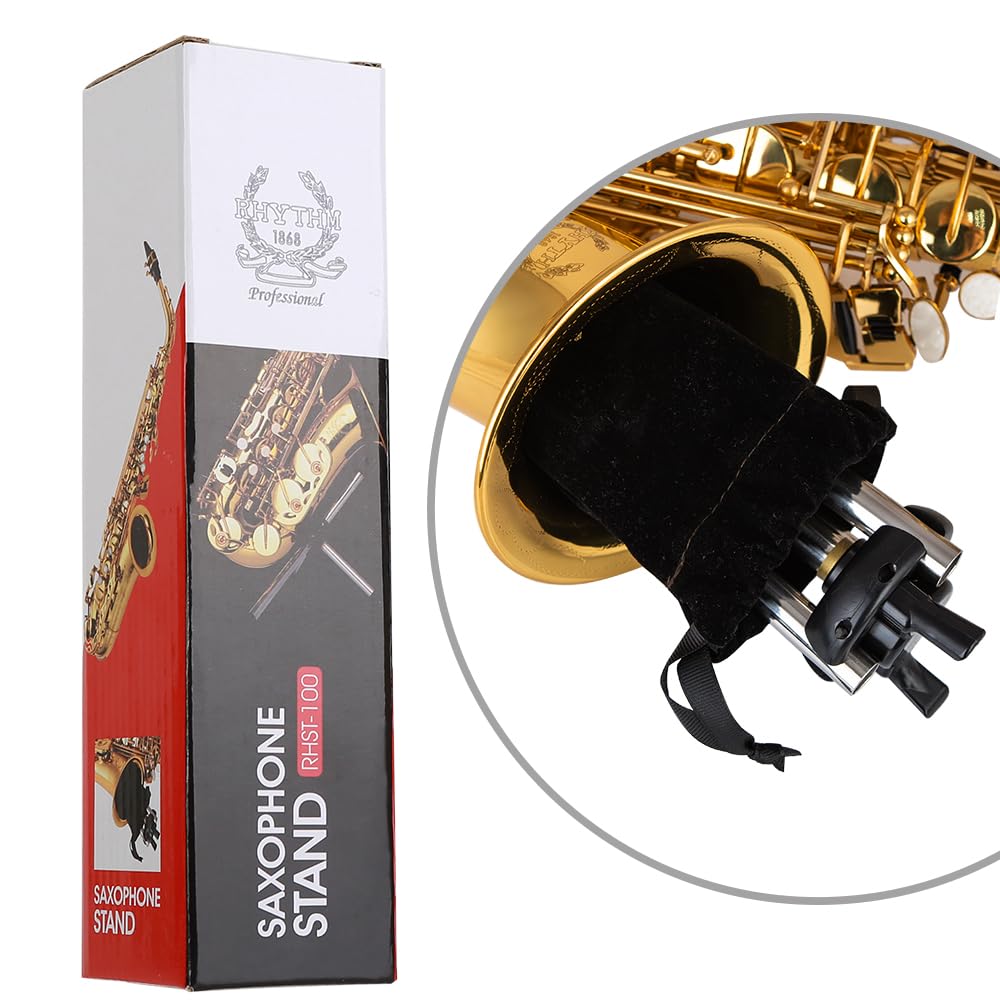 RHYTHM Foldable Alto Saxophone Stand Stainless Steel Sax Stand Holder Portable Saxophone Bracket Adjustable Stand