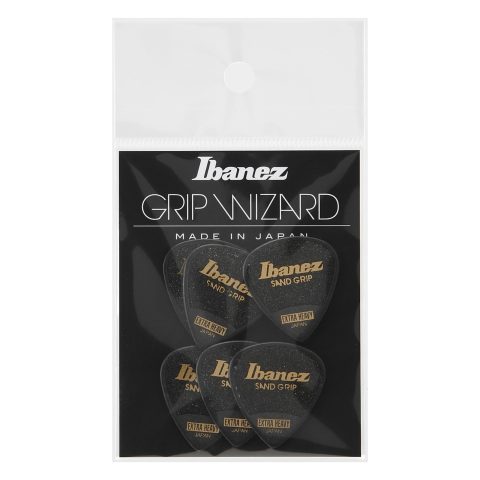 Ibanez PPA16XSGBK Grip Wizard Series, Sand Grip Picks 6 Pack 1.2mm, Black