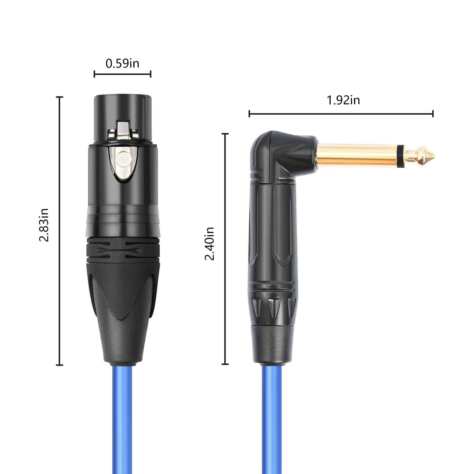 HUALEU 2Pack 3.3Feet XLR Female to 1/4 TS Right Angle,1/4 TS Right Angle to XLR Female Micphone Cable,6N OFC+Silver Plated HI-END Audio Cable for Micphone Mixer