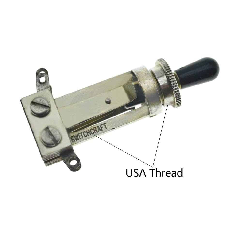 KAISH 2x American Fine Knurled Deep Nut Guitar Toggle Switch Nut Swtich Deep Nut for Les Paul Guitars with Switchcraft Switch Black
