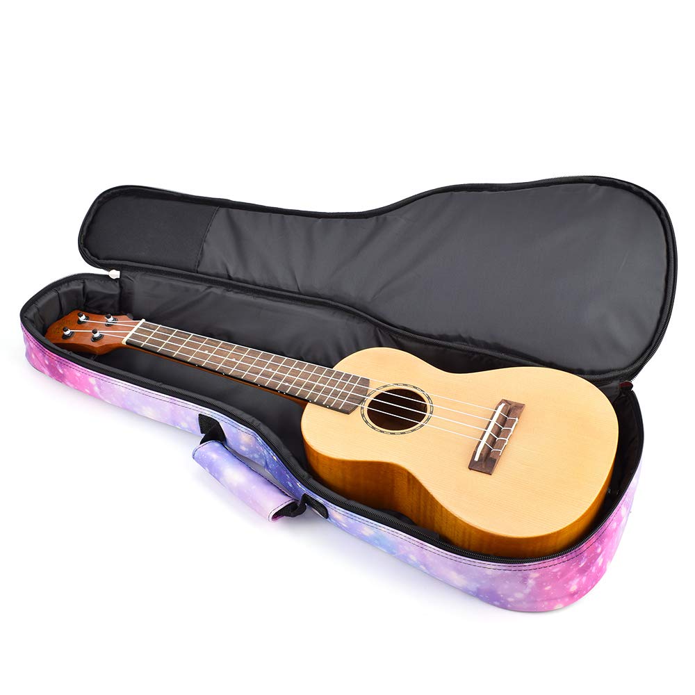 CLOUDMUSIC Ukulele Case Gig Bag, Tenor 26″, Pink Purple Galaxy