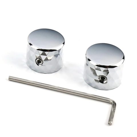 OVSAL 2Pcs Aluminum Alloy Electric Bass Guitar Knobs Speed Control 6.5mm（1/4″） Potentiometer Shaft Dome Metal Volume Tone Knobs for Electric Bass Guitar Replacement Parts (Chrome)
