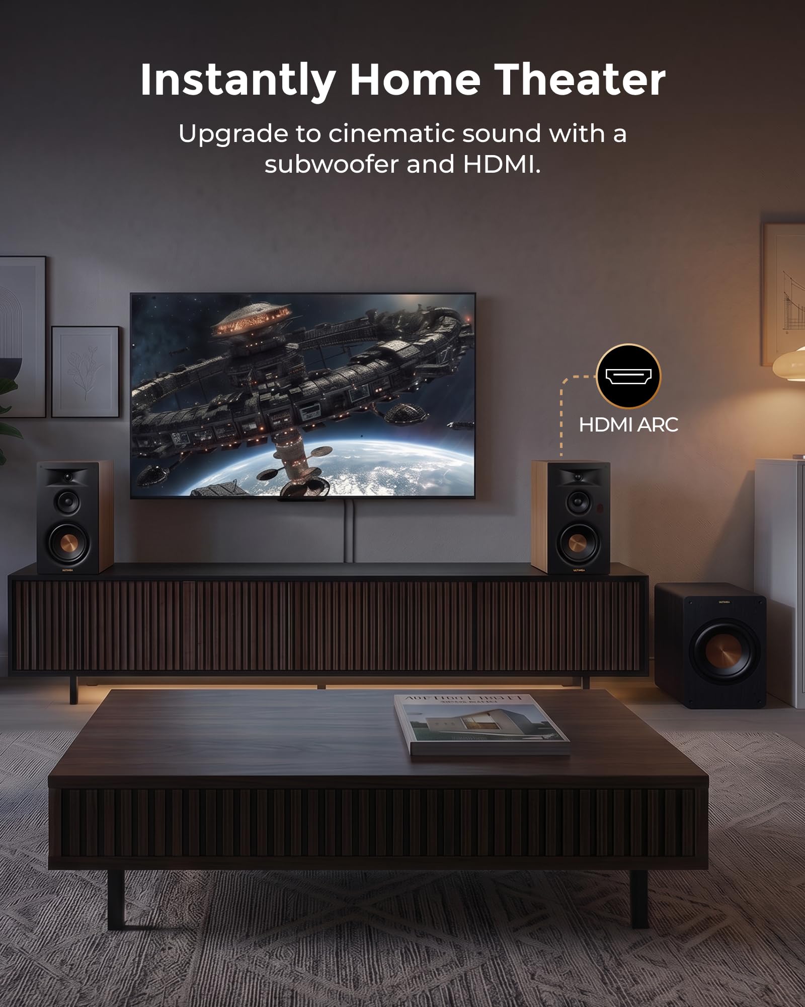 ULTIMEA 3-Way Powered Bookshelf Speakers, Wireless Studio Monitors, BS-3