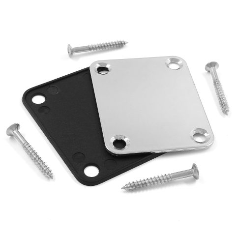 Jersvimc Silver Bass Guitar Neck Plate Replacement with Mounting Screws