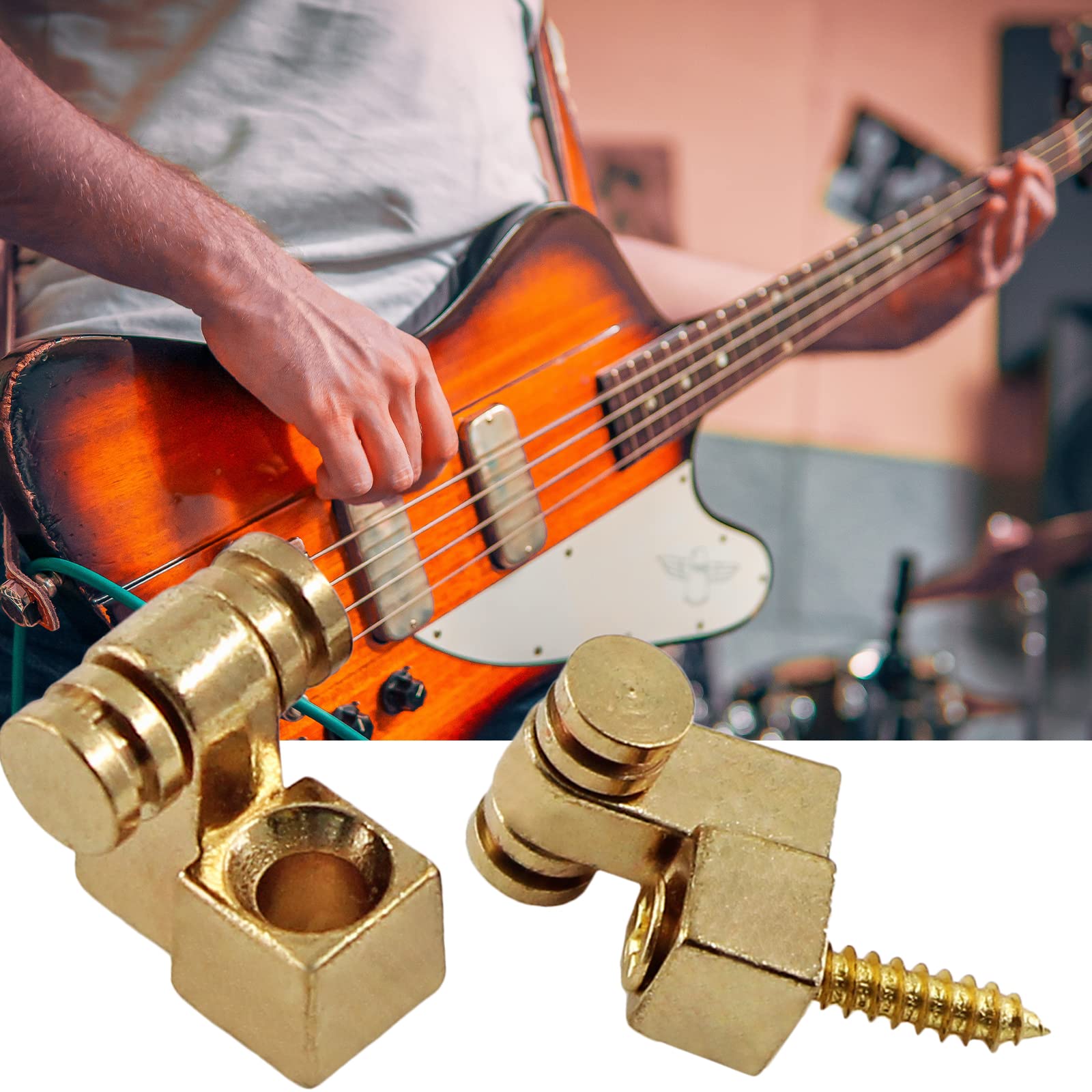 Jersvimc 2 Pcs Guitar Roller String Tree, Gold, for Tele Start