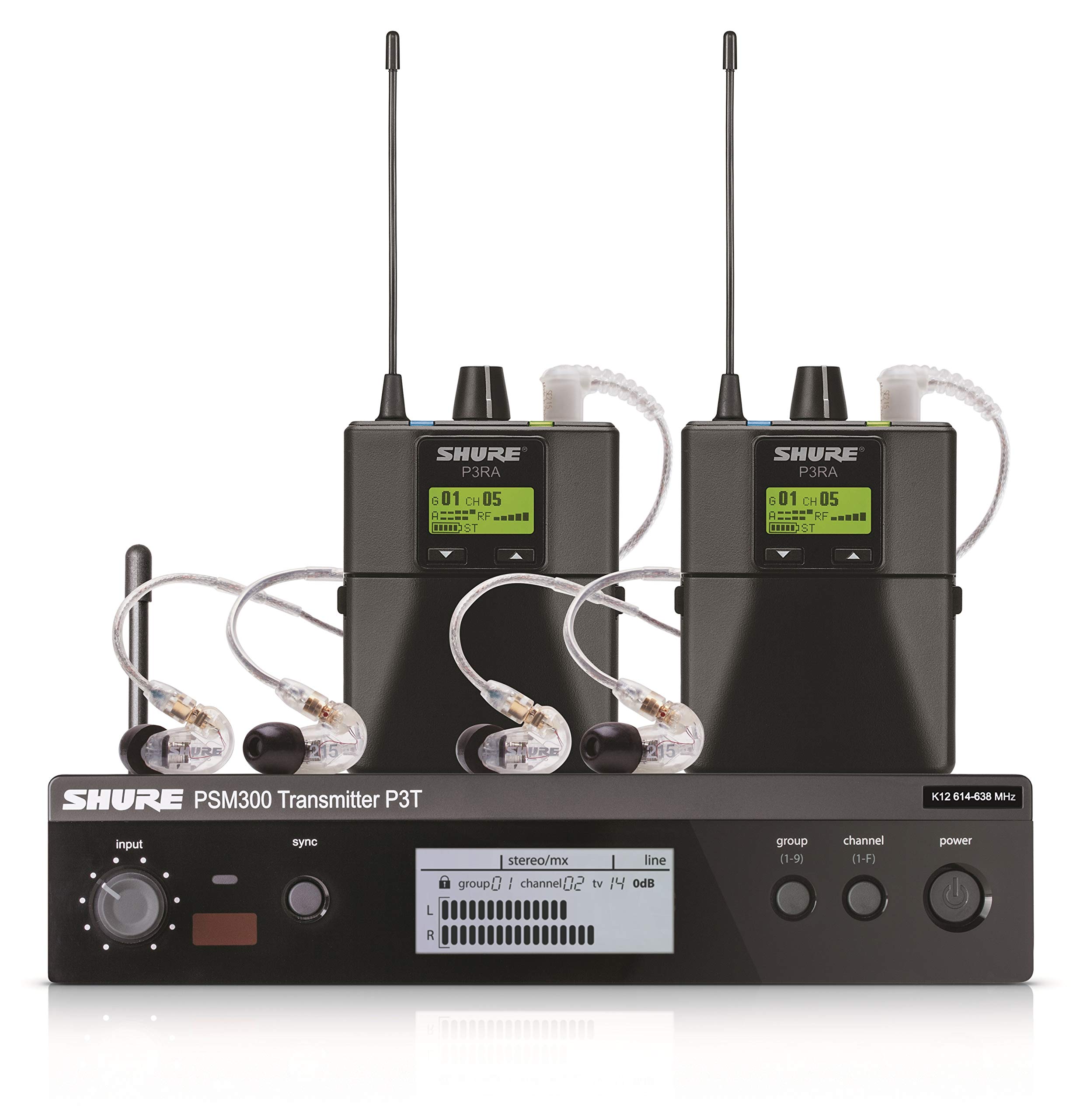 Shure PSM300 P3TRA215TWP Pro Wireless in-Ear Personal Monitor System with SE215-CL Earphones, Twinpack – H20 Band