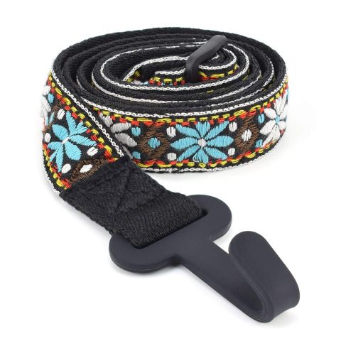 CLOUDMUSIC Ukulele Strap Clip On, Blue White Flower