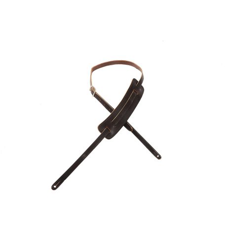 Levy’s Leathers Classic 50’S Style Veg-Tan Guitar Strap With Sliding Shoulder Pad And Buckle Adjustment, Dark Brown (M25-DBR)