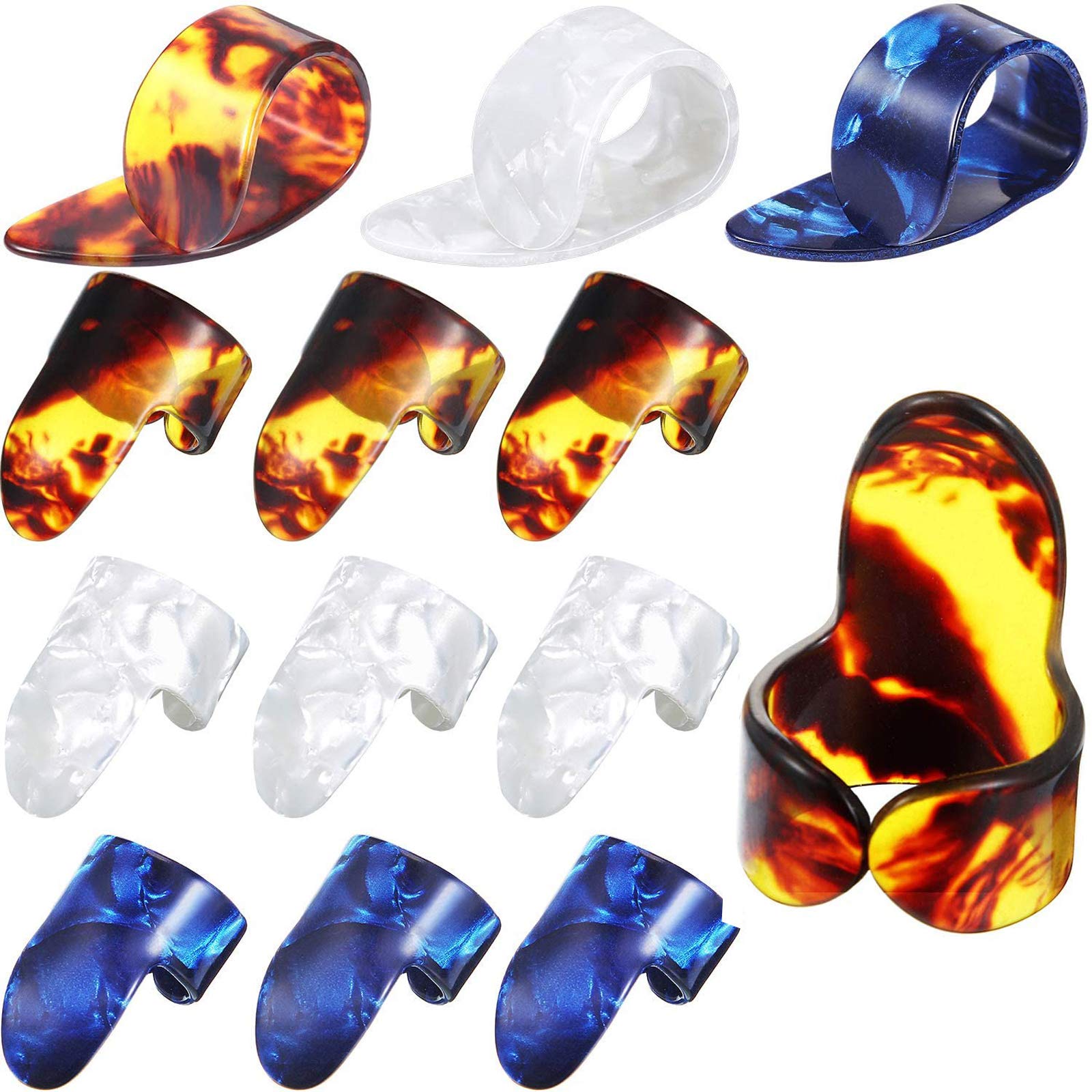Frienda 12 Pcs Guitar Finger Picks Thumb Picks Gift Set for Acoustic Guitar