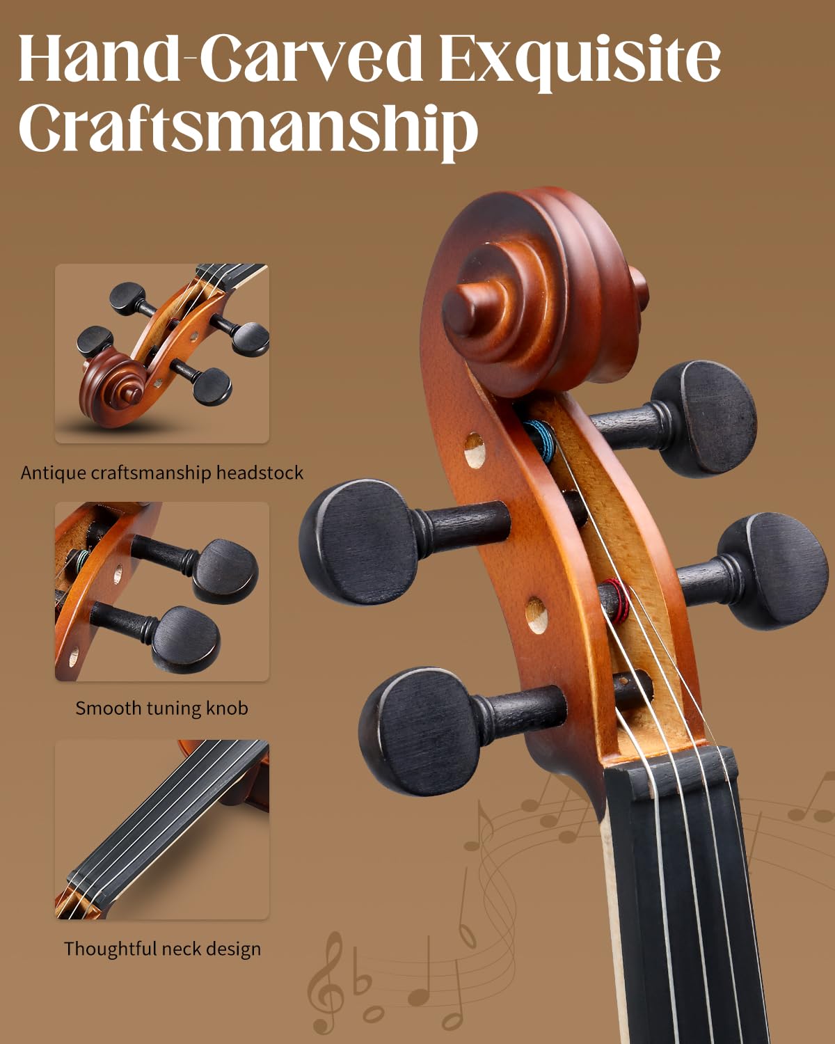 Ktaxon 4/4 Violin Solid Wood, Full Size Acoustic Fiddle Set (Matte)