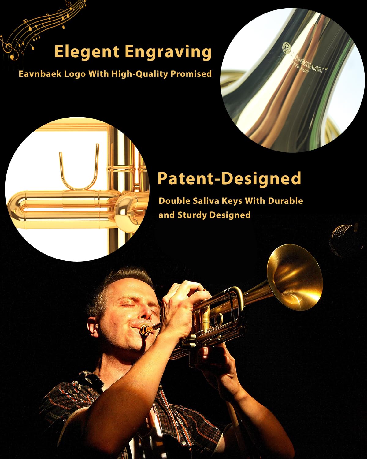 Eavnbaek Bb Standard Trumpet Instrument Brass Student Trompeta Trumpet Set