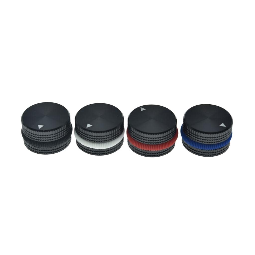 KAISH 2-Pack 63/64″(25mm) Diam. Aluminium Potentiometer Knobs 1/4″ Universal Metal Pot Knobs for Guitar/Bass/AMPS Amplifier/Power Amplifier/Preamps/Audio Equipments Black with White Rubber o-ring