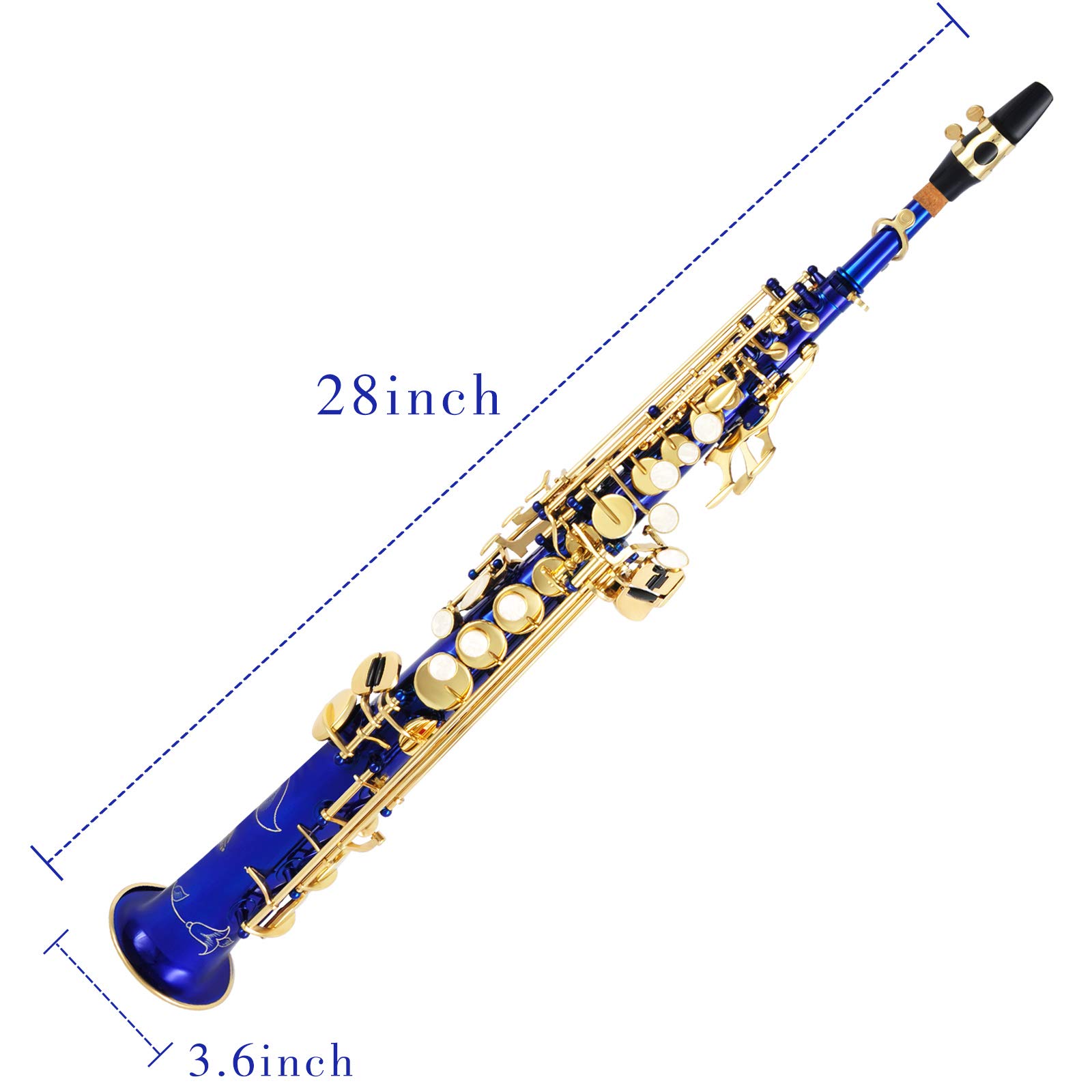 EASTROCK Bb Straight Soprano Saxophone Blue for Beginners Students