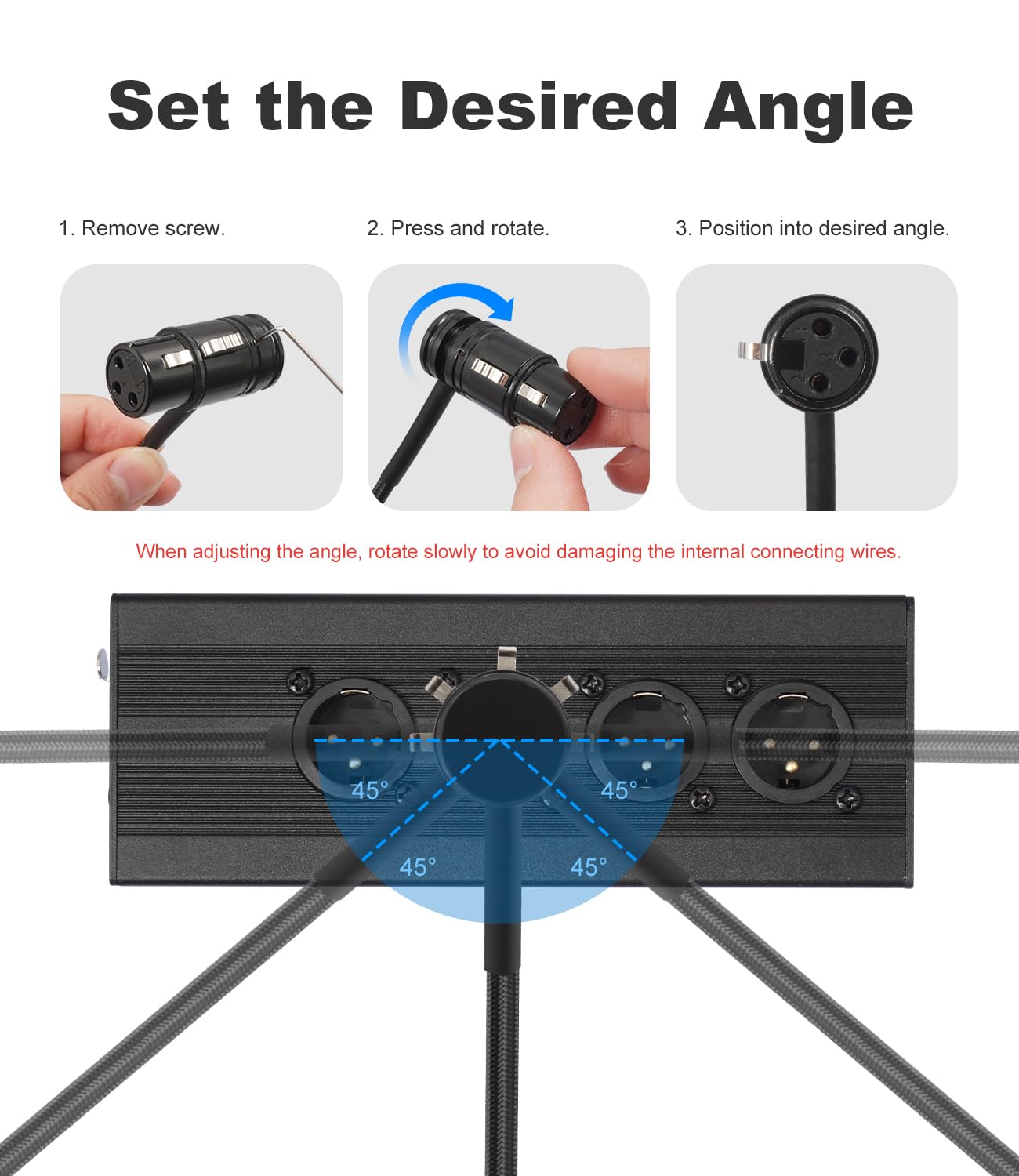 Kinweistex XLR Right Angle Adapter 3 Pin 90 Degree Rotatable XLR Female Connector for DIY Microphone Audio Cable 4PCS