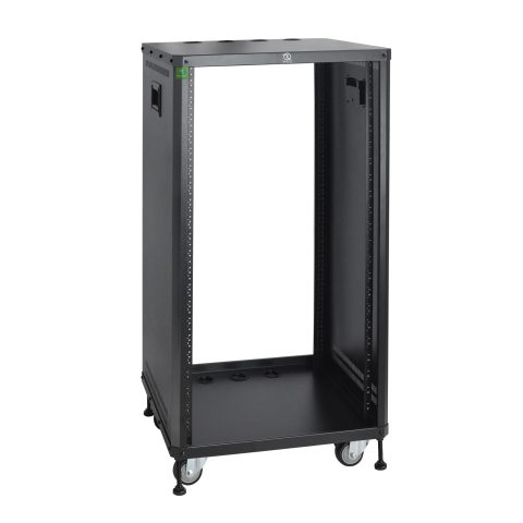 RIVECO POMU 22U Stereo & Server Rack with Caster Wheels, Rolling Network Cabinet, Open Frame Rack for 19-inch Audio Video Music Recording & IT Equipment, Obtuse Angel, Lifting Handle