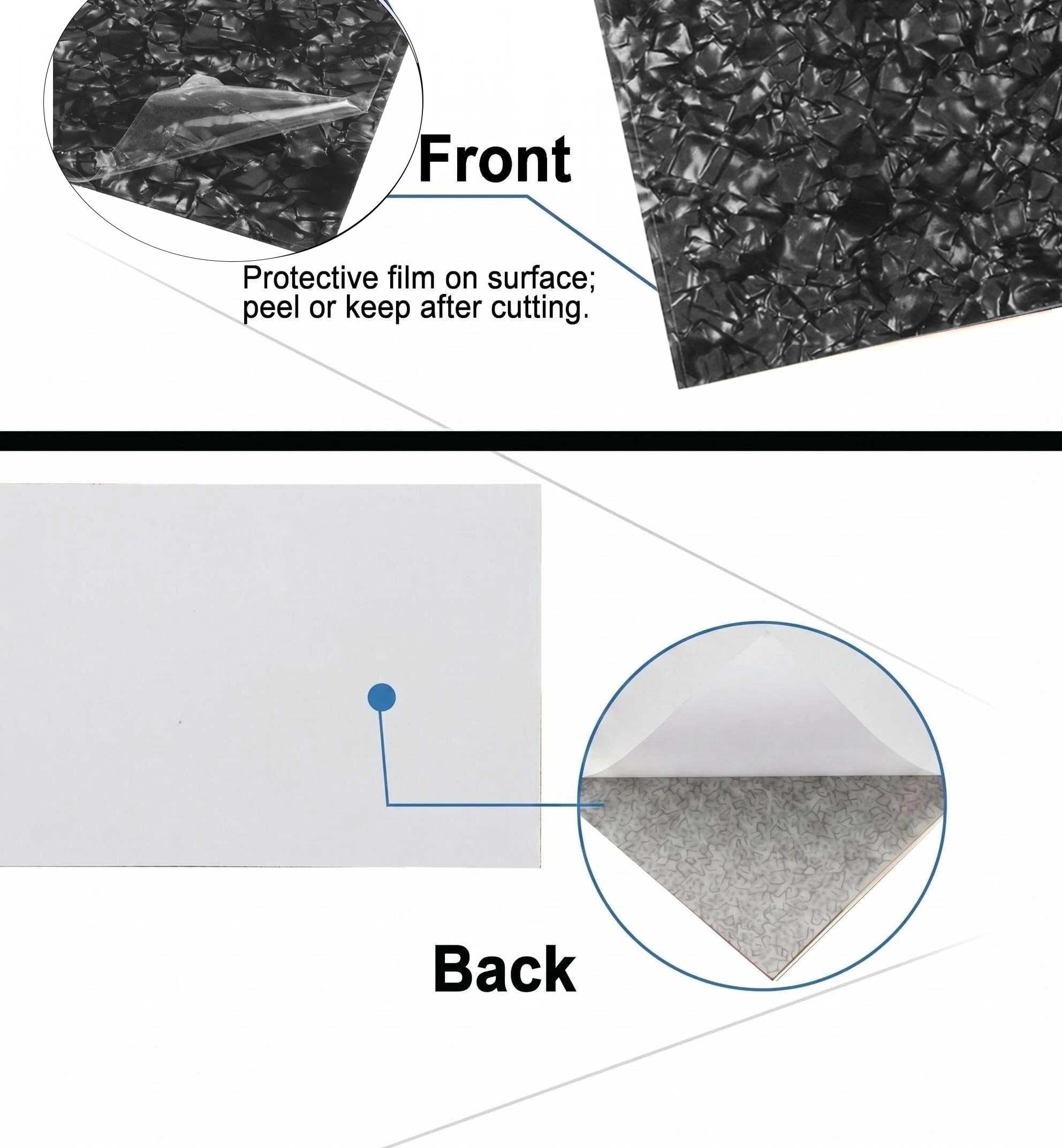 25x20cm Self-Adhesive Acoustic Guitar Pickguard Sheet, Blank DIY Scratch Plate Material Black Pearl