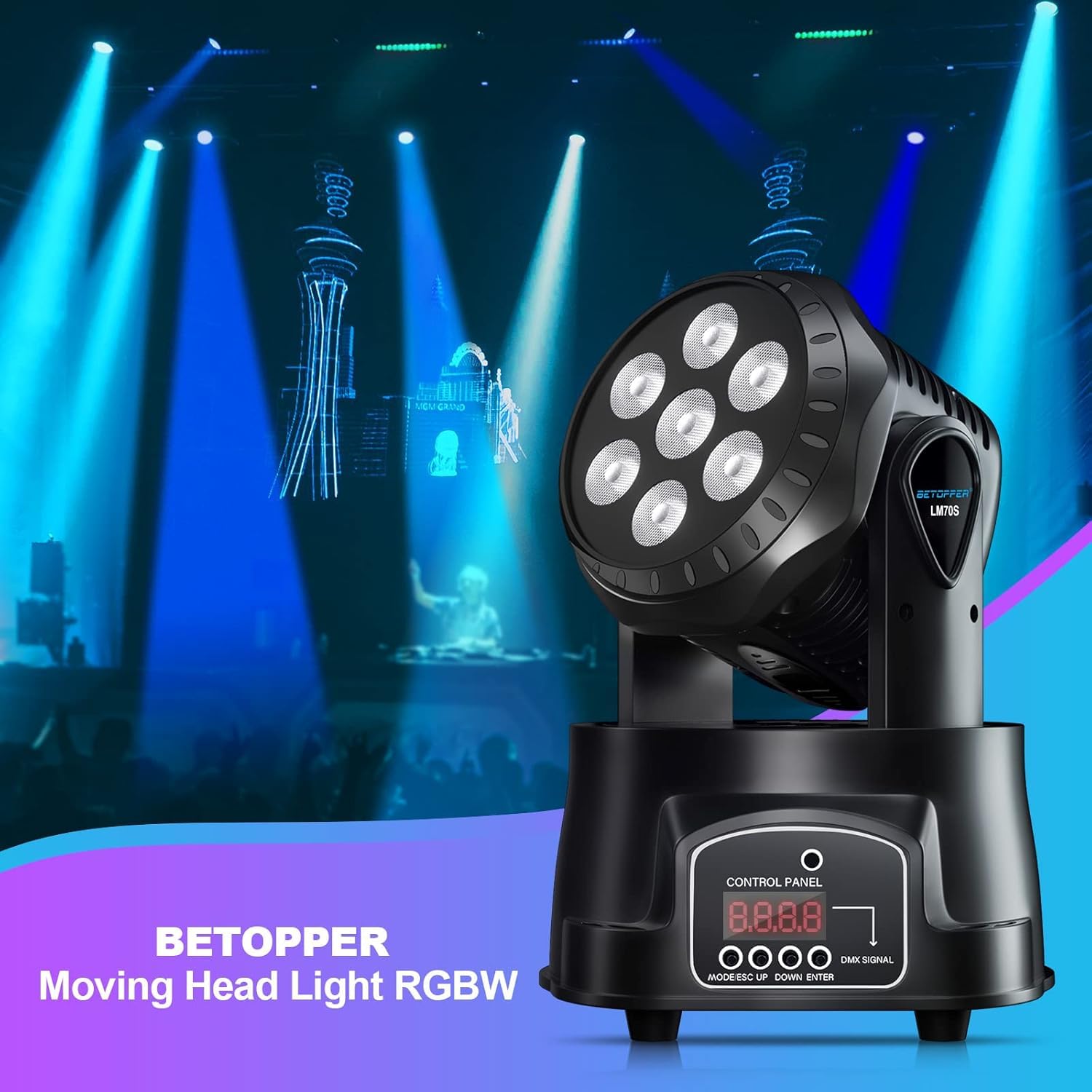 Betopper 7x8W Moving Head DJ Lights,RGBW Stage Lighting-4 Packs