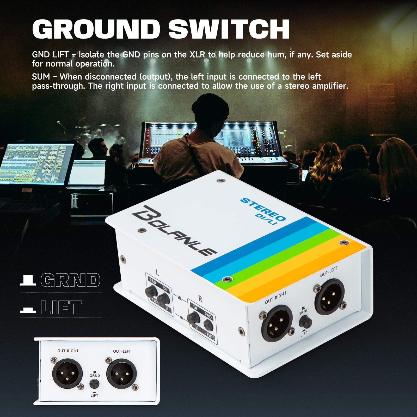 Bolanle Passive DI/LI Stereo Direct Box and Line Isolator, Multi Guitar