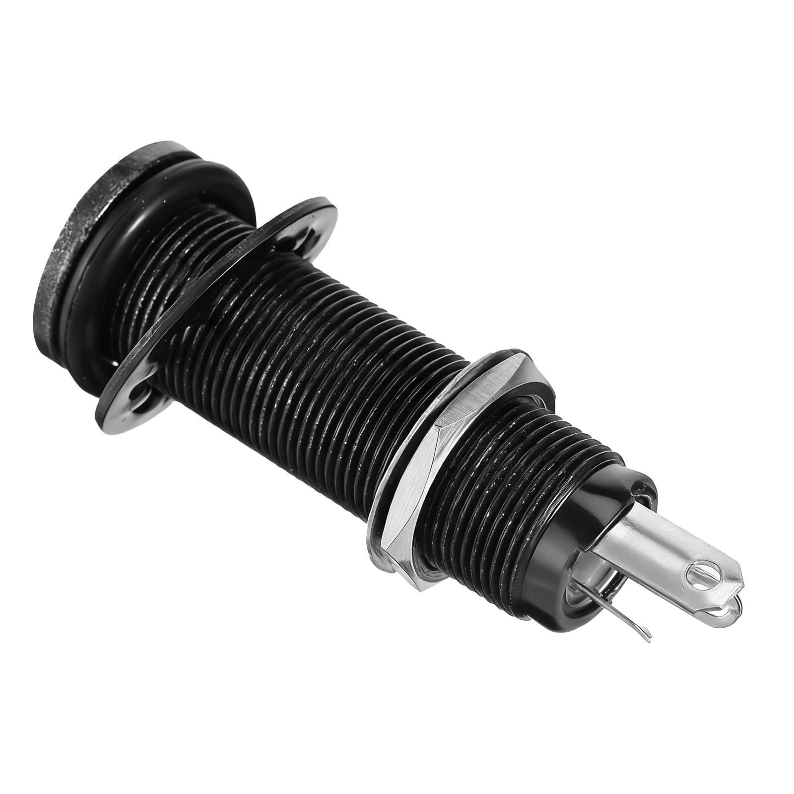 6.35mm Brass Mono Guitar Bass Jack Metal Socket Cylinder Input Output Jack Brass Mono Electric Guitars Bass 1/4inch Metal Barrel Jacks Socket with 3 Pins Guitar Accessories Parts (Black)