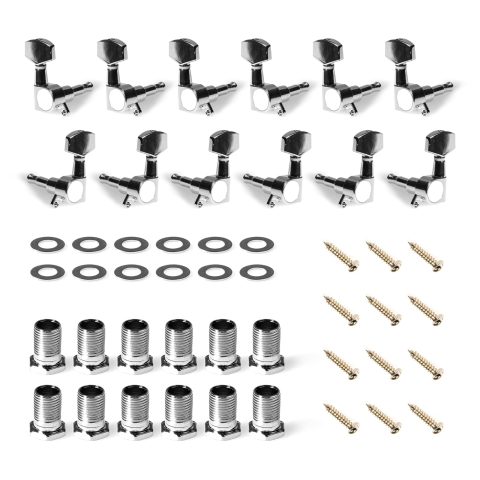 Cheerock 12-Pack Silver Guitar Tuning Pegs Machine Heads 6L 6R Set