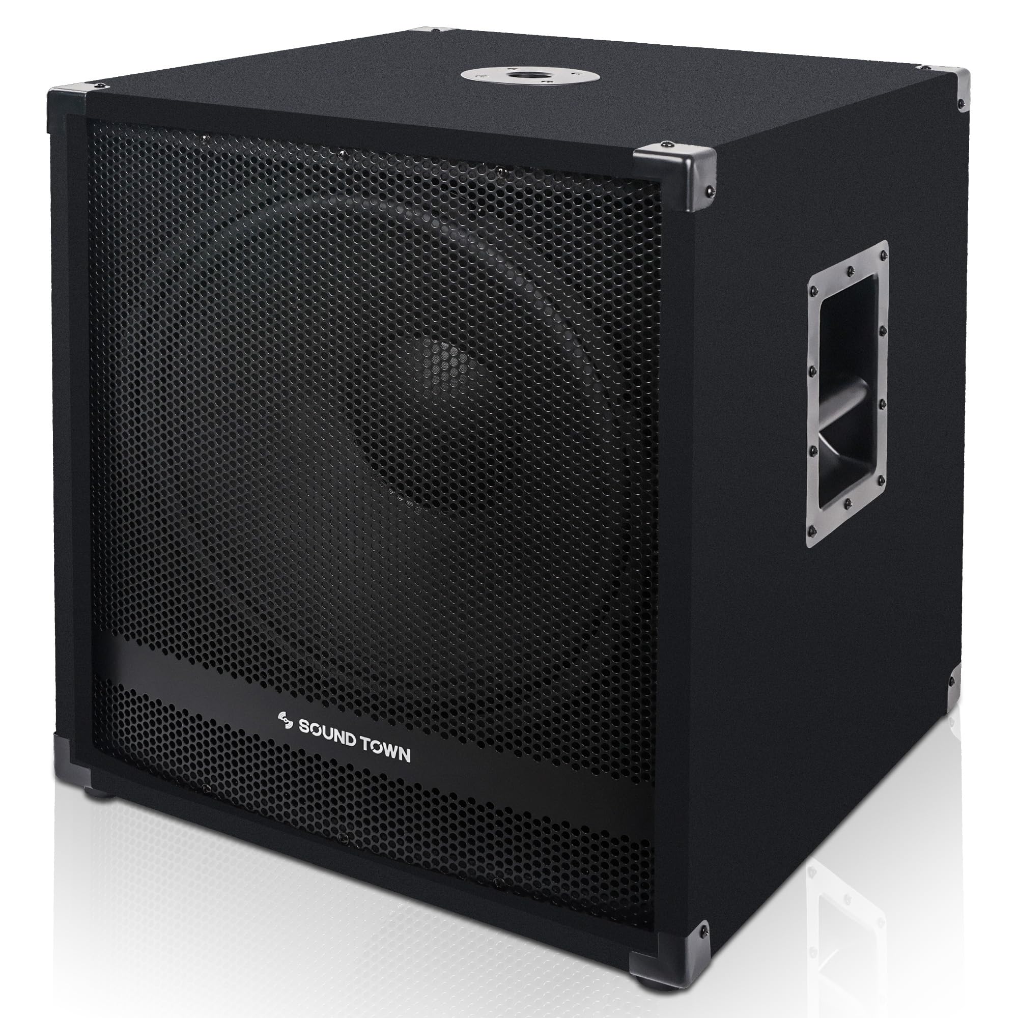 Sound Town METIS Series Powered Subwoofer 2400 Watts 18″, with Class-D Amplifier, 4-inch Voice Coil, High-Pass Filter (METIS-18PWG)