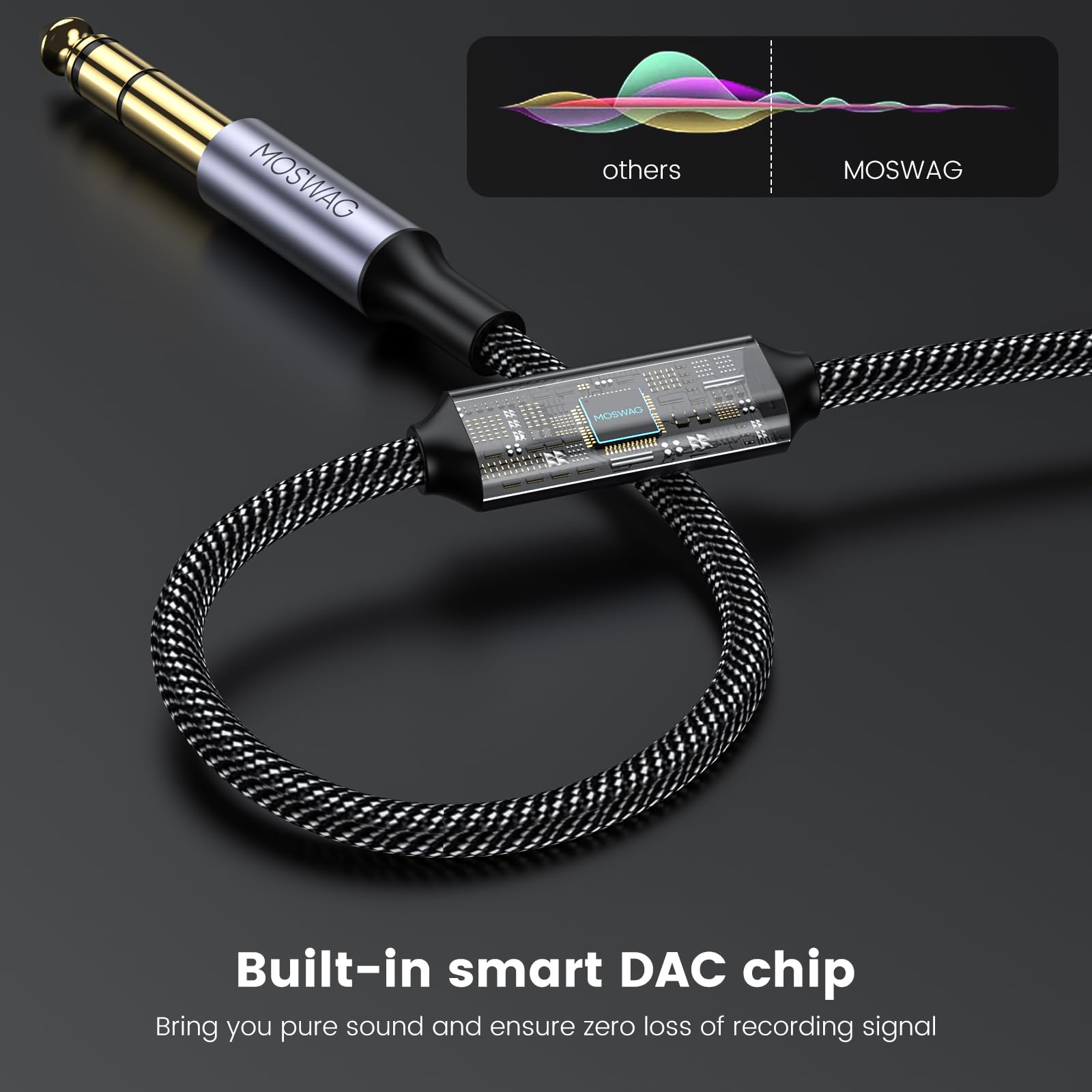 MOSWAG USB Male to 6.35mm Audio Cable Recording 3.3FT