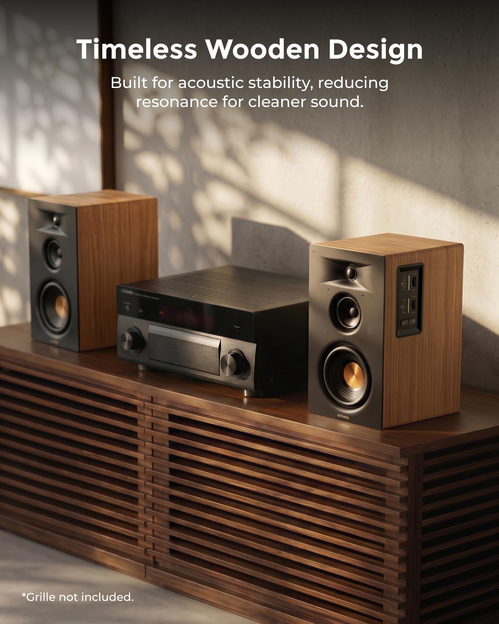 ULTIMEA 3-Way Powered Bookshelf Speakers, Wireless Studio Monitors, BS-3
