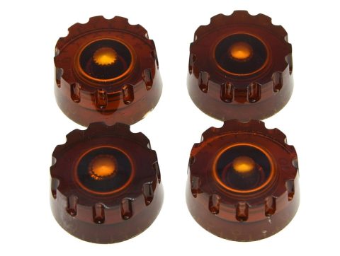 Dopro Set of 4 Amber Knurled Metric LP Guitar Speed Dial Knobs Control Knobs for Epi Les Paul/Import Guitar Bass w/Coarse 5.8mm Split Pots