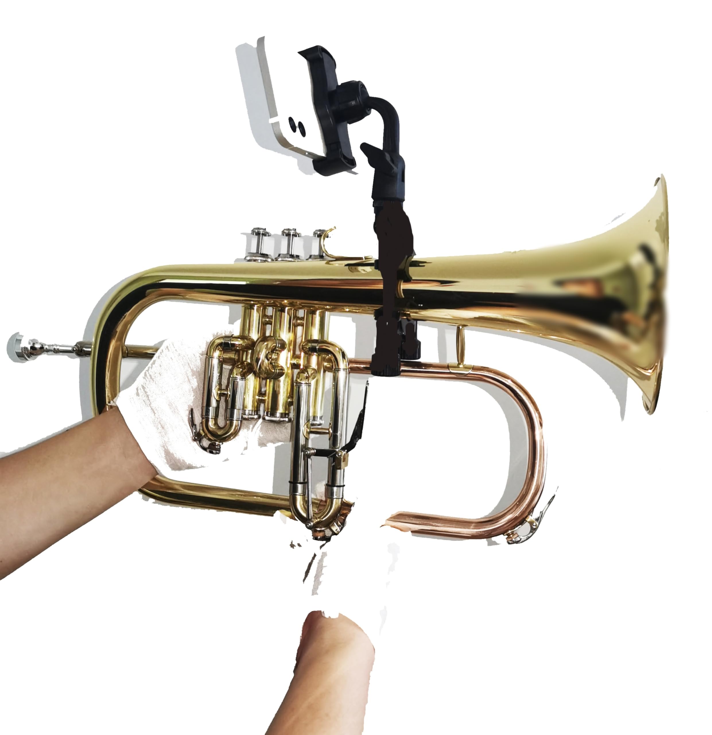 Trombone Lyre,Adjustable 360°Rotation,Securely Mount Your Phone to Your Horn,Read Music from PDF,Take video,for Trombone&Mellophone or Flugelhorn,Fits0.78-2.5in Pipe Diameter,Fits 99.9% of Smartphones